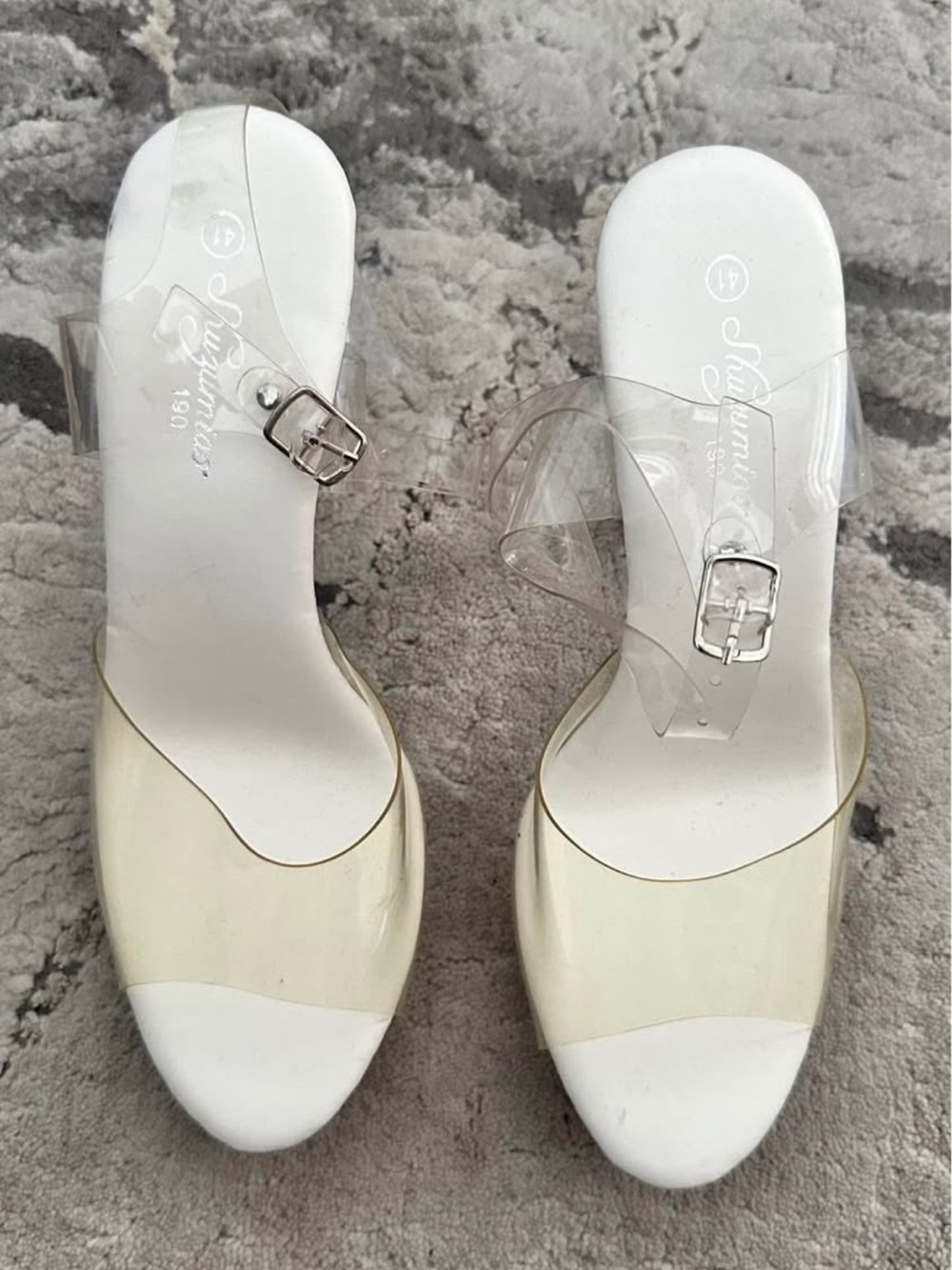 Clear Strap White & Pearl Slide Sandals - Unbranded LIGHT-UP WHEN YOU WALK